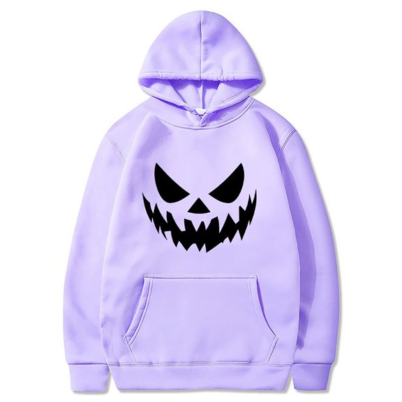 Halloween Jack O' Lantern Hoodie for Men, Casual Long Sleeve Pullover Sweatshirt with Front Pocket, Funny Halloween Sweatshirt for Daily Wear and Parties