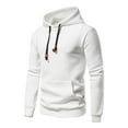 thumbnail image 2 of SWSMCLT Men's Waffle Knit Hoodie Hooded Sweatshirt Basic Solid Long Sleeve Slim Fit Hoodies Comfy Casual Drawstring Spring Spring Fall Top White 44, 2 of 4