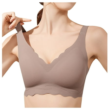 Zshosam Women s Seamless Bra Wavy Wireless Full Coverage Padded Smoothing No Underwire Comfort V Neck Bralettes(Coffee XXXXXXL)