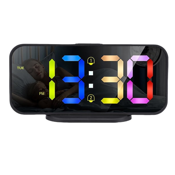 Reloj De Escritorio Digital, 3 Configuraciones De Volumen Ajustables Reloj Despertador Digital Luz Nocturna 8 Opciones De Color RGB Para Cocina