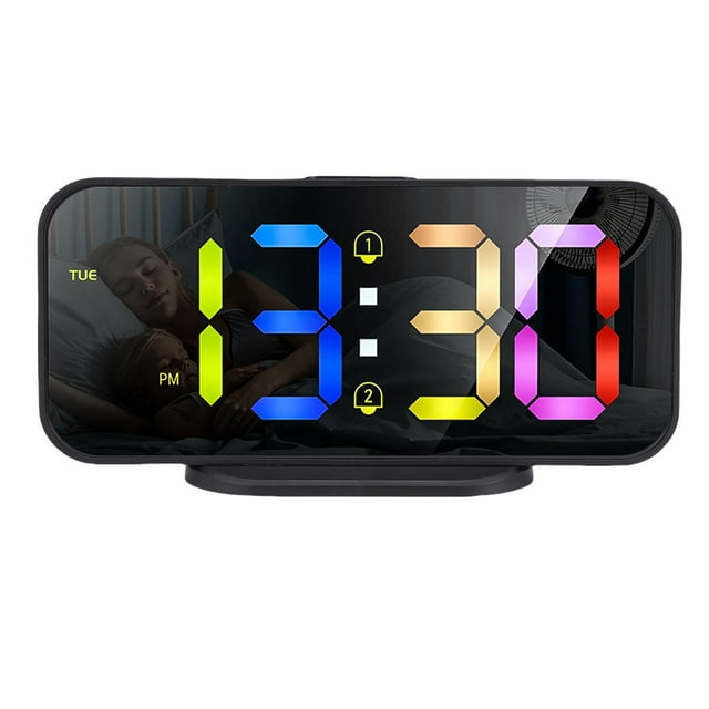Reloj De Escritorio Digital, 3 Configuraciones De Volumen Ajustables Reloj Despertador Digital Luz Nocturna 8 Opciones De Color RGB Para Cocina