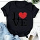 thumbnail image 2 of Camiseta de manga corta con cuello redondo y estampado de San Valentín para mujer Pompotops  hfajkhk125239, 2 of 4