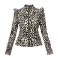 thumbnail image 3 of Women's Long Sleeve Zipper Leopard Print Stand Collar Slim Fit Jacket Women Trendy Jacket (Brown M), 3 of 3