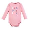 thumbnail image 3 of Touched by Nature Unisex Baby Organic Cotton Long-Sleeve Bodysuits, Bubblegum Floral, Preemie, 3 of 5