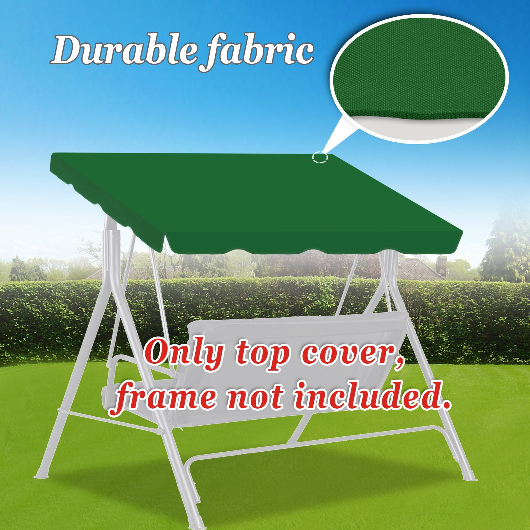 SOLAXO 73"x52" Patio Swing Canopy Replacement Top Outdoor Seater Porch Swing Canopy Cover, Cover ONLY, Green