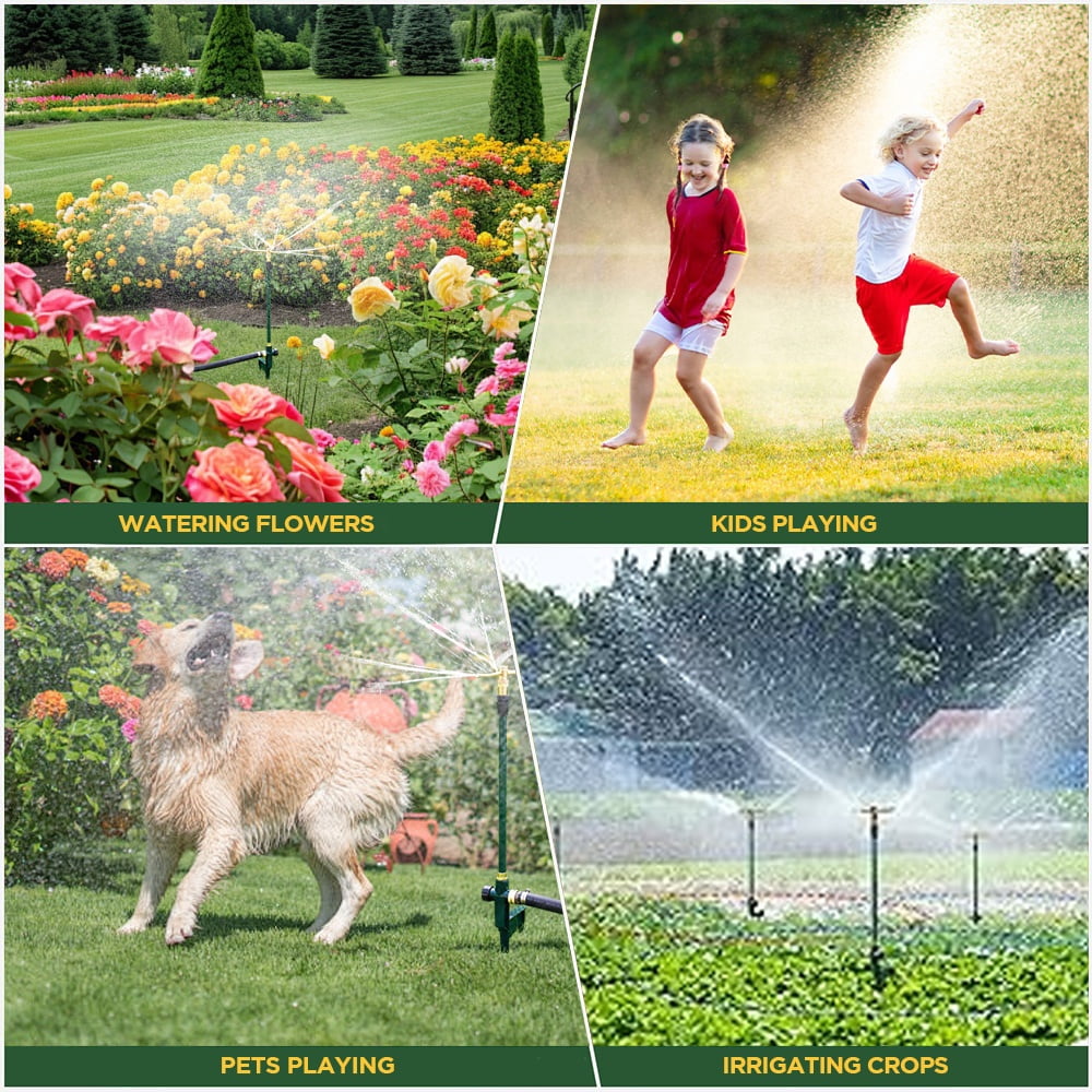 2 Pack 3-Arm Garden Sprinkler, 360 Degree Rotation Lawn Sprinkler, High-Rise Lawn Watering Irrigation System, Adjustable Height