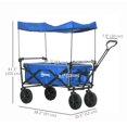 thumbnail image 3 of Outsunny Collapsible Wagon Cart with Removable Canopy and Carrying Bag, Dark Blue, 3 of 10