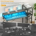 thumbnail image 7 of Homieasy Computer Desk with Power Outlet and USB Ports, 47 inch Ergonomic Gaming Desk with LED Strip and Monitor Stand, Reversible Small Desk Office Desk Writing Desk with Storage Shelf, Black Oak, 7 of 7