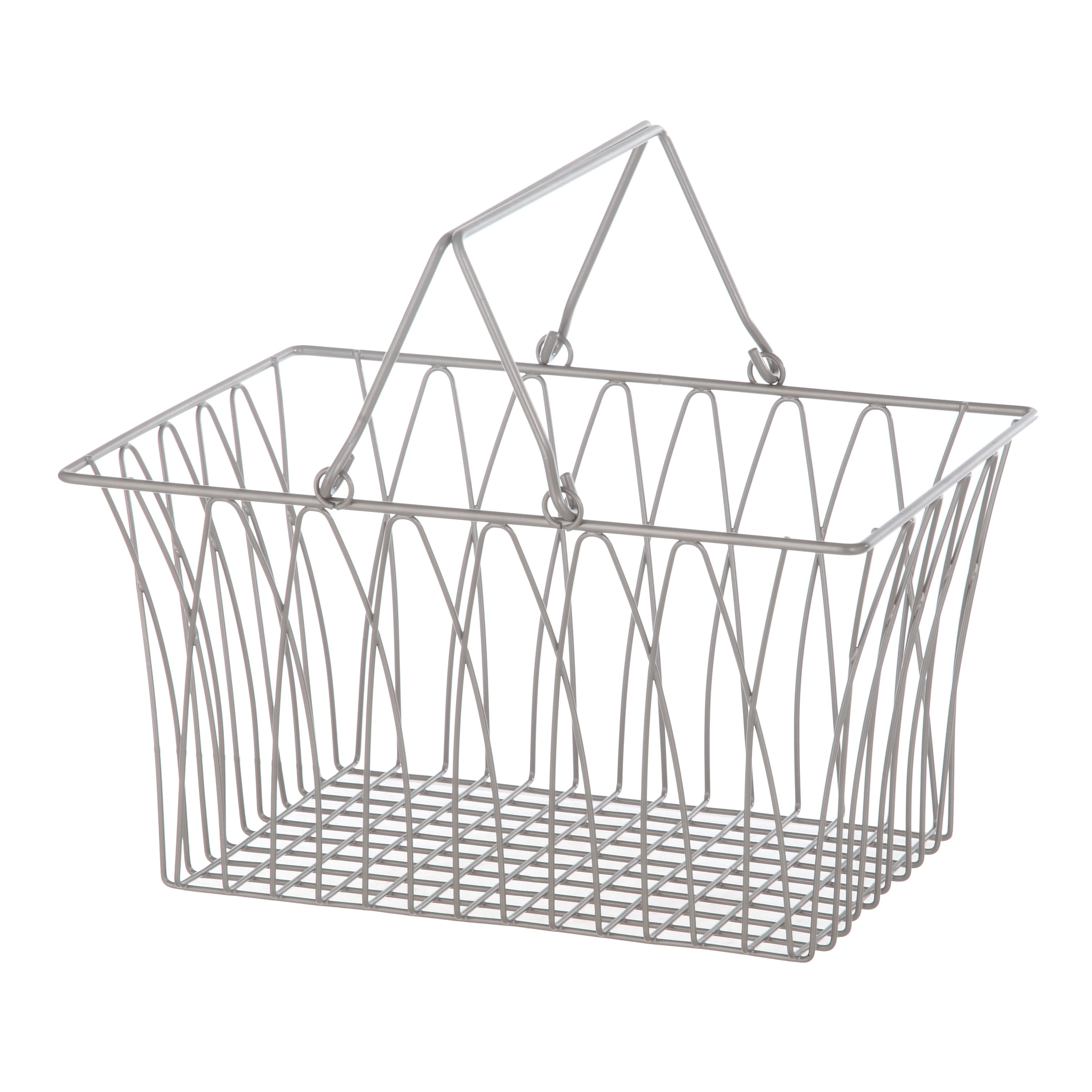 Mainstays Large Steel Wire Basket with Handles Satin Nickel