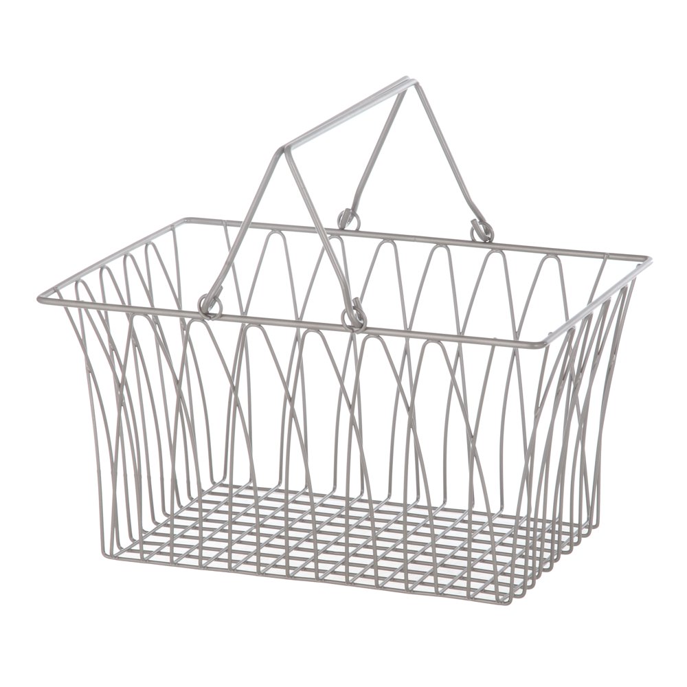 Mainstays Large Steel Wire Basket with Handles Satin Nickel Walmart