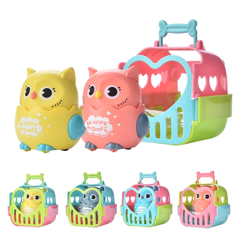 VONTER Baby Funny Owl Toy Pull Back Owl Toy with Push to Glide Cute Small and Portable Gift 360° Rotation Cute Owl Partner for Kids, Ages 3+ Years Old (Blue)