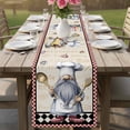thumbnail image 4 of Vintage Gnomes Table Runner - 48 Inch Long Black Red Checkered Retro Art Cotton and Linen Blended Dress Scarves Farmhouse Table Runner for Kitchen Dining, Coffee Table, 13" x 48", 4 of 8