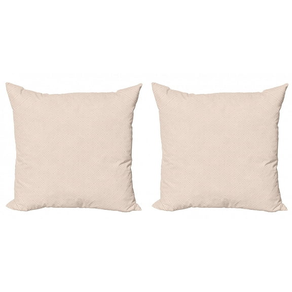 Ambesonne Shabby Flora Throw Pillow Cover 2 Pack, Pastel Diamond Line, 18", Peach Cream