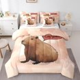 thumbnail image 1 of YST 7Pcs Cartoon Capybara Comforter Set, Watercolor Brown Capybara Gifts, Polyester, Queen Size (7 Count), 1 of 5