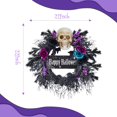thumbnail image 2 of GOGRANT 22" Halloween Wreath for Front Door, Halloween Skull Wreath with Lights, Spooky Halloween Wreaths with Black, Blue, Purple Flowers, Indoor/Covered Outdoor Halloween Props Decoration, 2 of 7