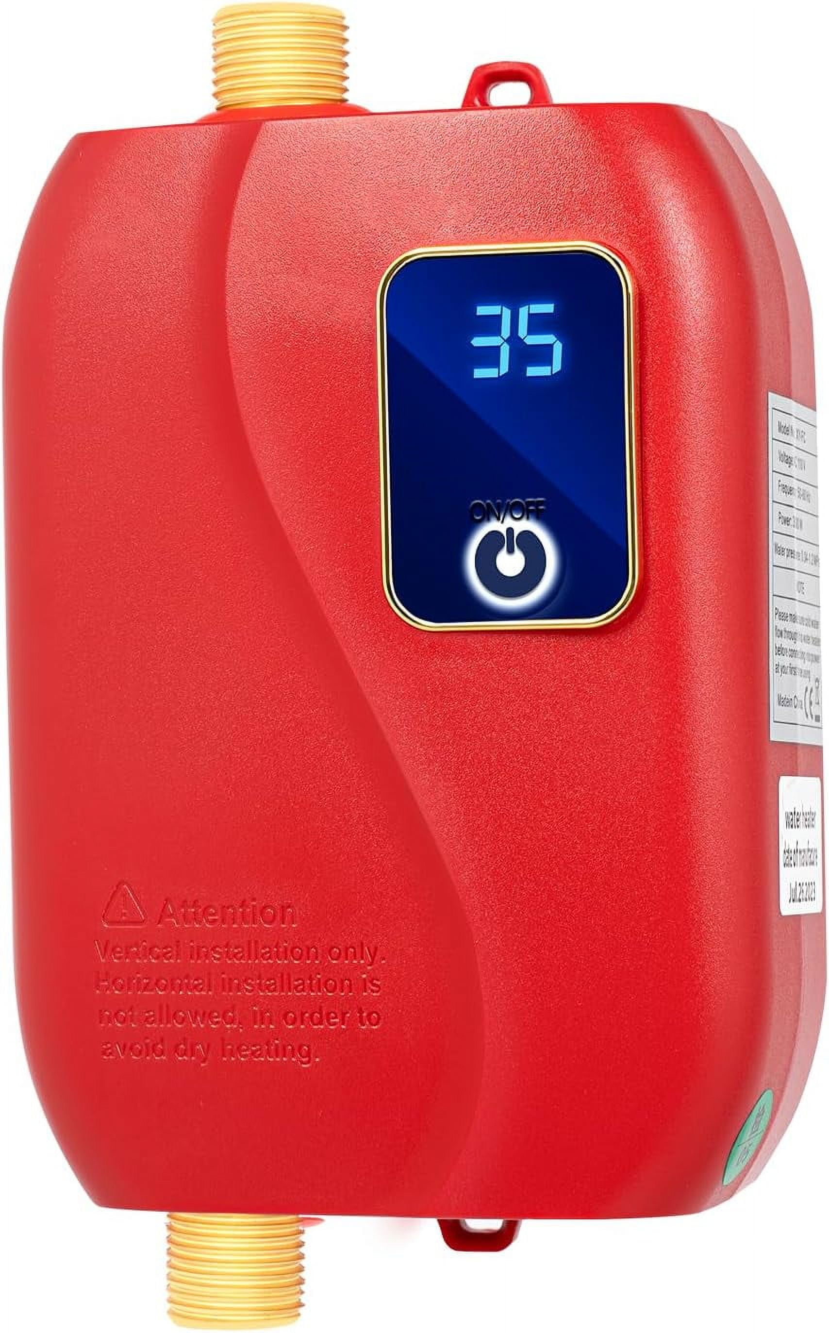 110V Electric Tankless Water Heater, 3000W Instant Hot Water 68-126F Wall-Mounted With Automatic Power-off, On Demand for Kitchen, Sink, Washing, Basin