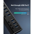 thumbnail image 2 of Powered USB Hub, ROSONWAY Aluminum 7 Port USB 3.0 Hub with 24W AC Adapter and 3.3ft USB 3.0 Data Cable , RSW-A37S, 2 of 5