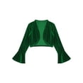 thumbnail image 3 of TiaoBug Girls Velvet Bolero Shrug Cardigan Bell Bottom Long Sleeve Shawl Party Dress Cape Outerwear Green 6, 3 of 5