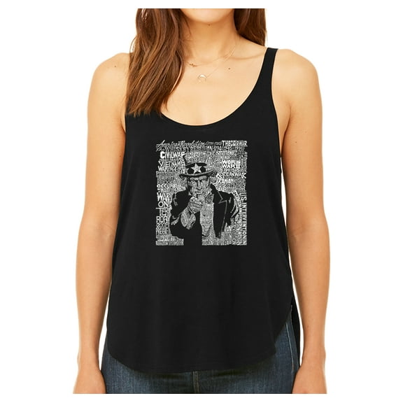 LA Pop Art Women's Premium Word Art Flowy Tank Top - UNCLE SAM