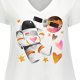 thumbnail image 4 of Inktastic Astronaut Valentine Outer Space Hearts Women's Plus Size V-Neck T-Shirt, 4 of 5