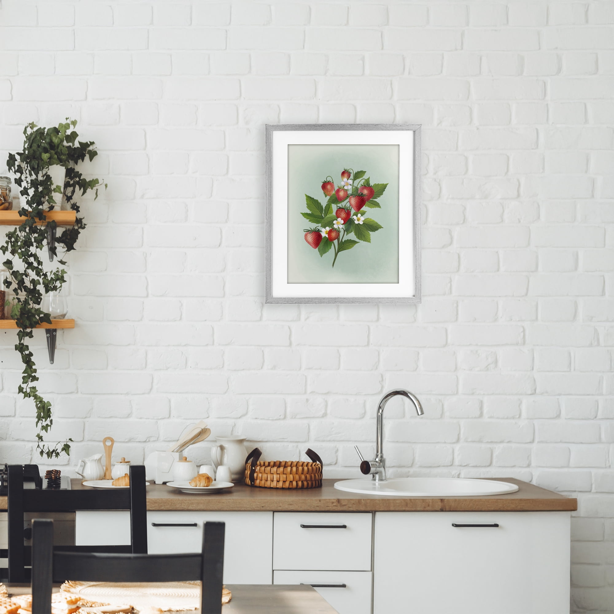 Stupell Industries Vintage Strawberry Bundle Gray Framed Print Under Glass, design by Diane Neukirch