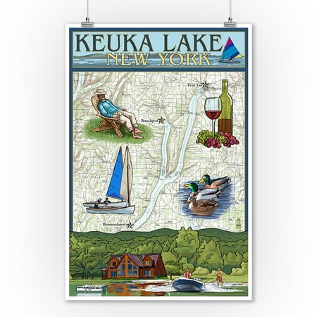 Lake Superior Depth Chart Keuka Lake, New York - Nautical Chart - Lantern Press Artwork (9x12 Art Print, Wall Decor Travel Poster) ()