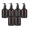 thumbnail image 1 of Dispensador de jabón líquido rellenable, botella con bomba de PET, accesorio de baño para cocina marrón negro 300ml, 1 of 9