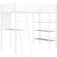 thumbnail image 7 of Twin Size Metal Loft Bed With 3 Shelf Layers And Desk - A Practical Stylish Bedroom Choice White 3-layer Shelves Optimize Your For A Better Life, 7 of 7