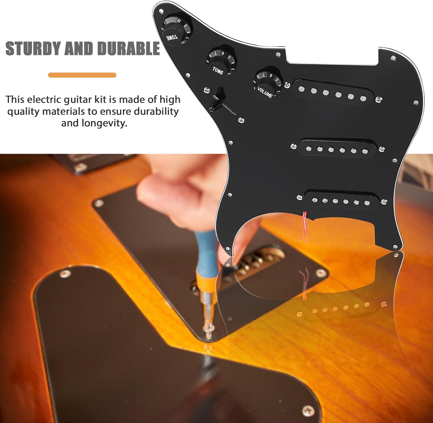 ST Electric Guitar Accessory Set, DIY Guitar Pickup Pickguard Back Cover, Bridge System Installation Kit, Pre-wired Pickguard, SSS Pickups, Bridge, and Other Accessories