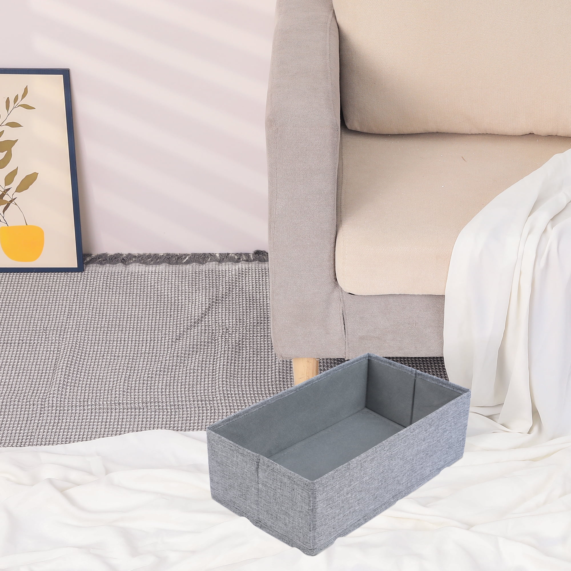 Unique Bargains Fabric Collapsible Storage Bin for Closet Organizers Gray 12"x7"x3.9"