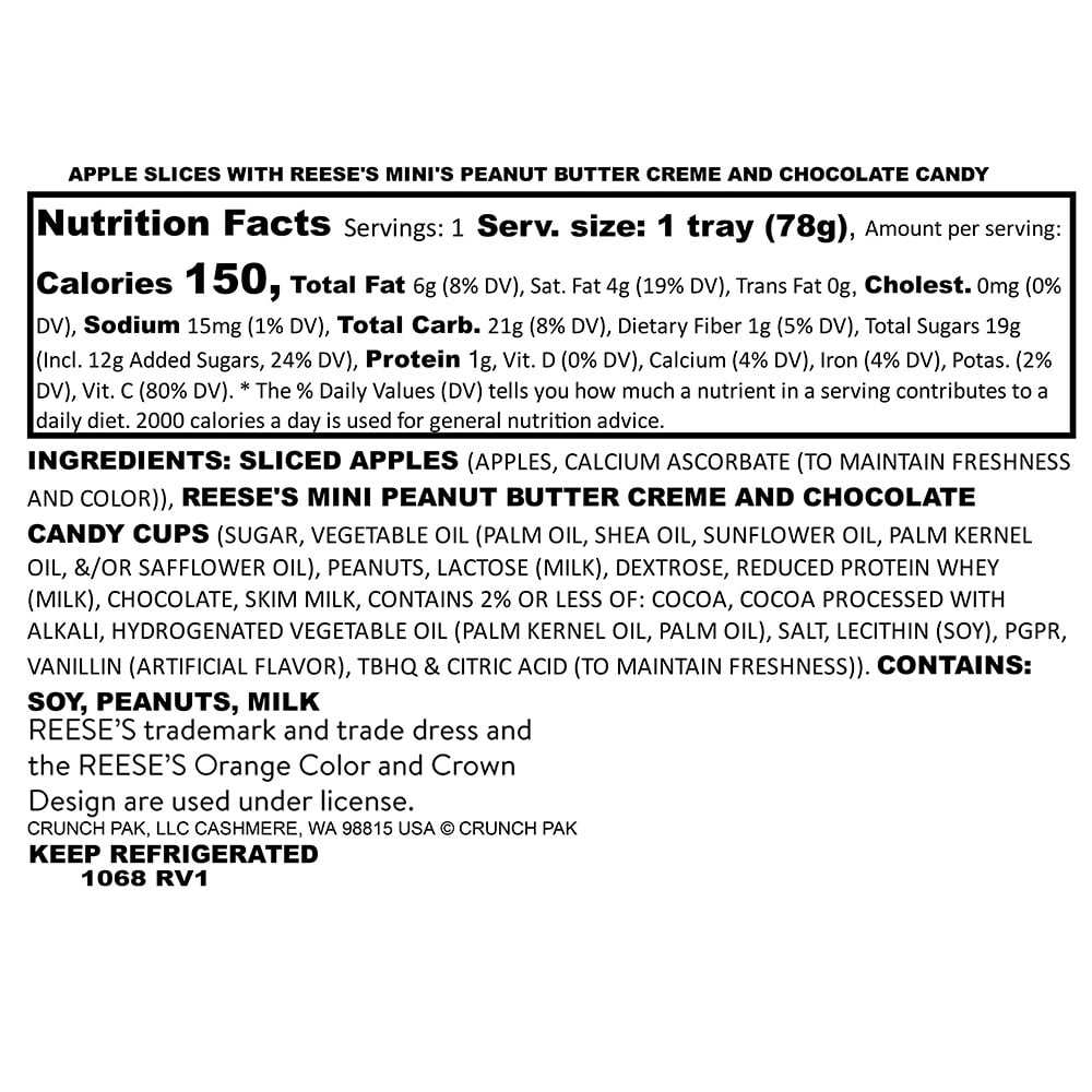 Crunch Pak Snack Medley with Fresh Sweet Apples and Reese's Mini Peanut Butter Cups, 2.75oz Tray