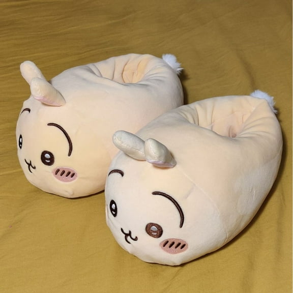 Chiikawa Slippers Fashion Couple Autumn and Winter Home Indoor Non-slip Thick-soled Shoes Thickening Warm Plush Slippers