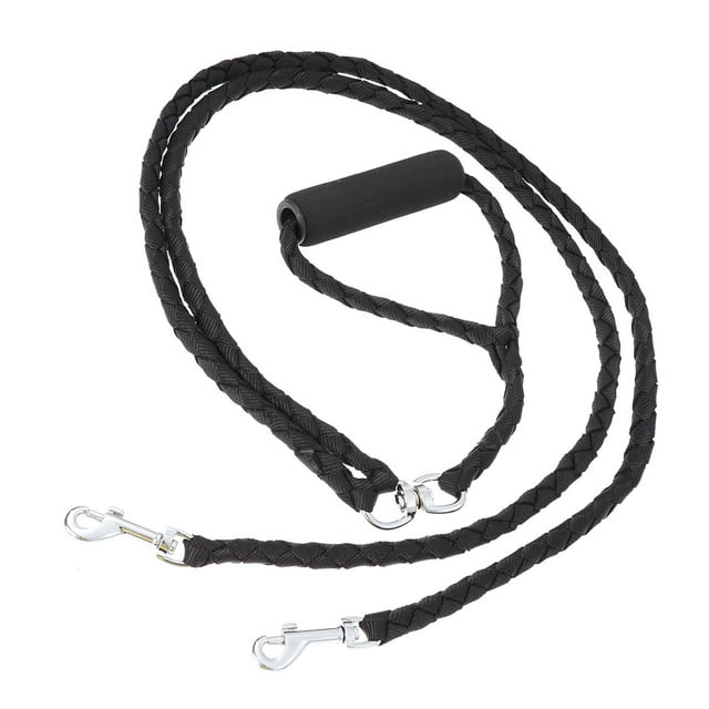WEUVEB 2Pcs Dog Leash Double Handles in Black for Pet Control with Heavy Pulling Capacity