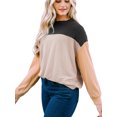 thumbnail image 4 of UVN Sweatshirts for Women Crewneck Casual Long Sleeve Blouse Color Block Loose Tops, 4 of 9