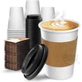 thumbnail image 4 of Berry Green 50 Vasos para Cafe de 12 oz (355 ml) Desechables con Tapa y Manga Protectora, Perfecta Para Cafe, Te y Todo Tipo de Bebidas Calientes, sin Derrames, Biodegradables Best Trading VCAF12, 4 of 8
