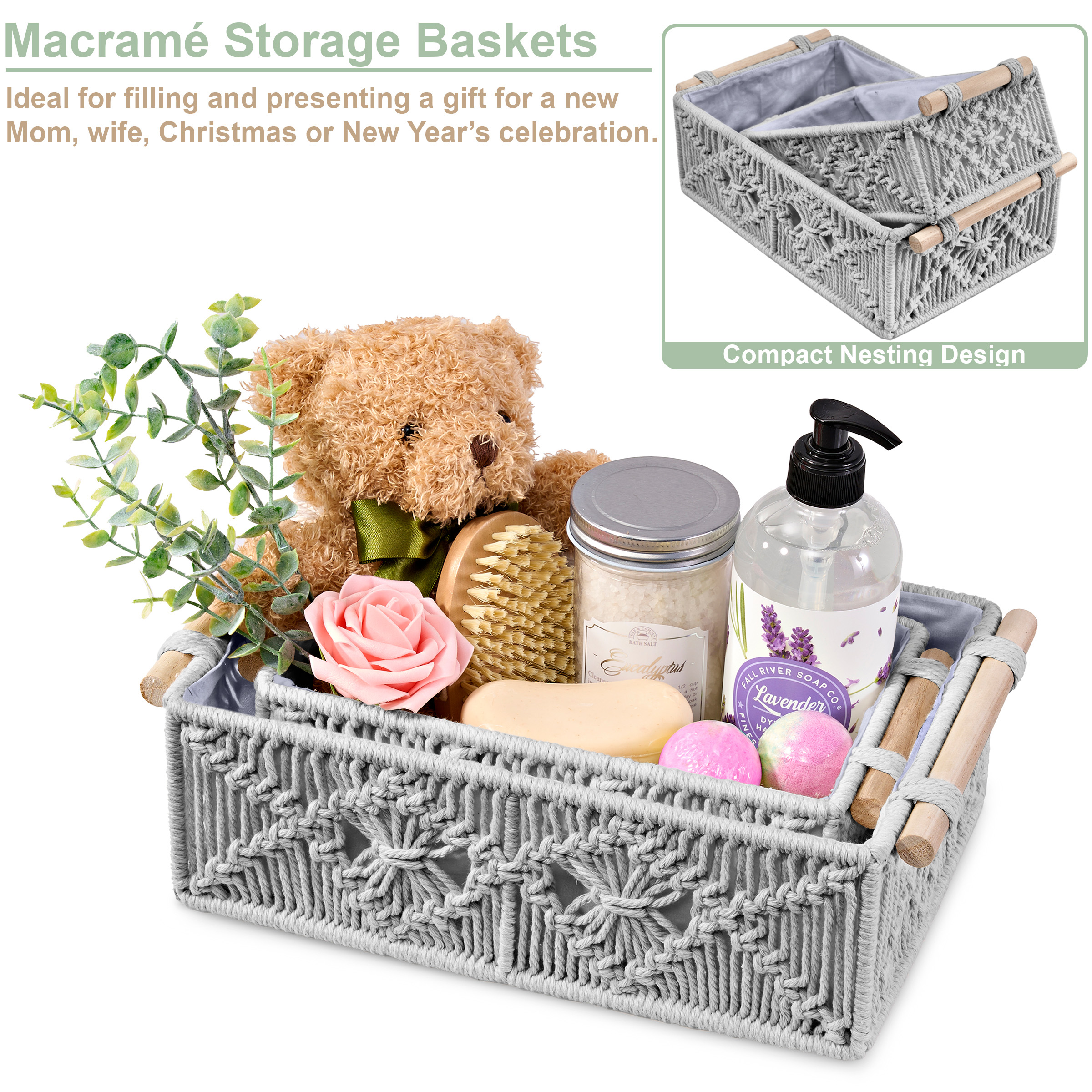 Sorbus Storage Wicker Baskets for Baby Room, Bedroom - Set OF 2