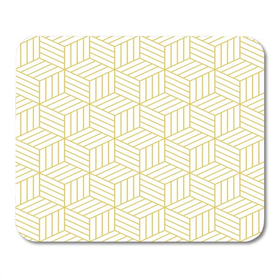 SIDONKU Modern Abstract Geometric Hexagonal Golden Graphic 3D Cubes Pattern Hexagon Grid Mousepad Mouse Pad Mouse Mat 9x10 inch