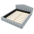 thumbnail image 6 of Modern Velvet Upholstered Queen Bed Frame with Shell-Shaped Headboard and for Bedroom, Soft Cushioned Queen Size Bed, No Box Spring Needed, Light Blue, 6 of 8