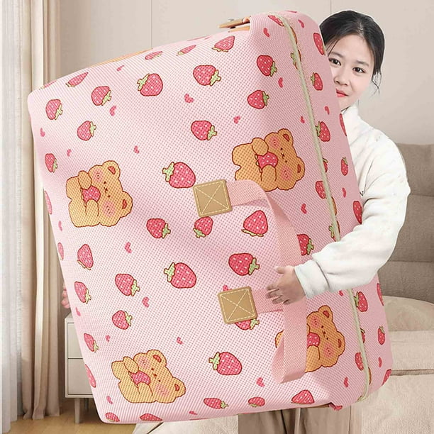 Bolsa de almacenamiento portátil de gran capacidad, de tela no tejida, para organizar y guardar colchas, ropa y artículos de primera necesidad.