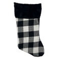 thumbnail image 2 of Happy Holidays Christmas Buffalo Plaid Felt Stocking - 18 inch Black & White Plaid Buffalo Check with Black Cuff (Set of 4), 2 of 2