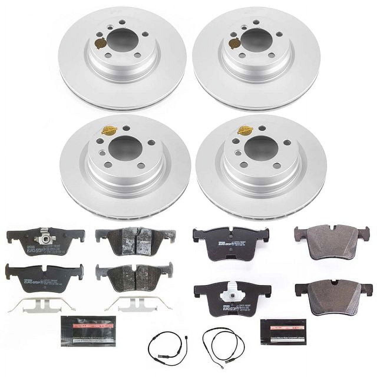 Power Stop Front and Rear Euro-Stop ECE-R90 Certified Brake Pad with Rotor Kit, ESK6853