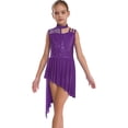 thumbnail image 2 of TSSOE Jupe Tutu Asymétrique pour Filles Enfants Costume de Danse Moderne Robe de Danse Lyrique Violette 8, 2 of 6