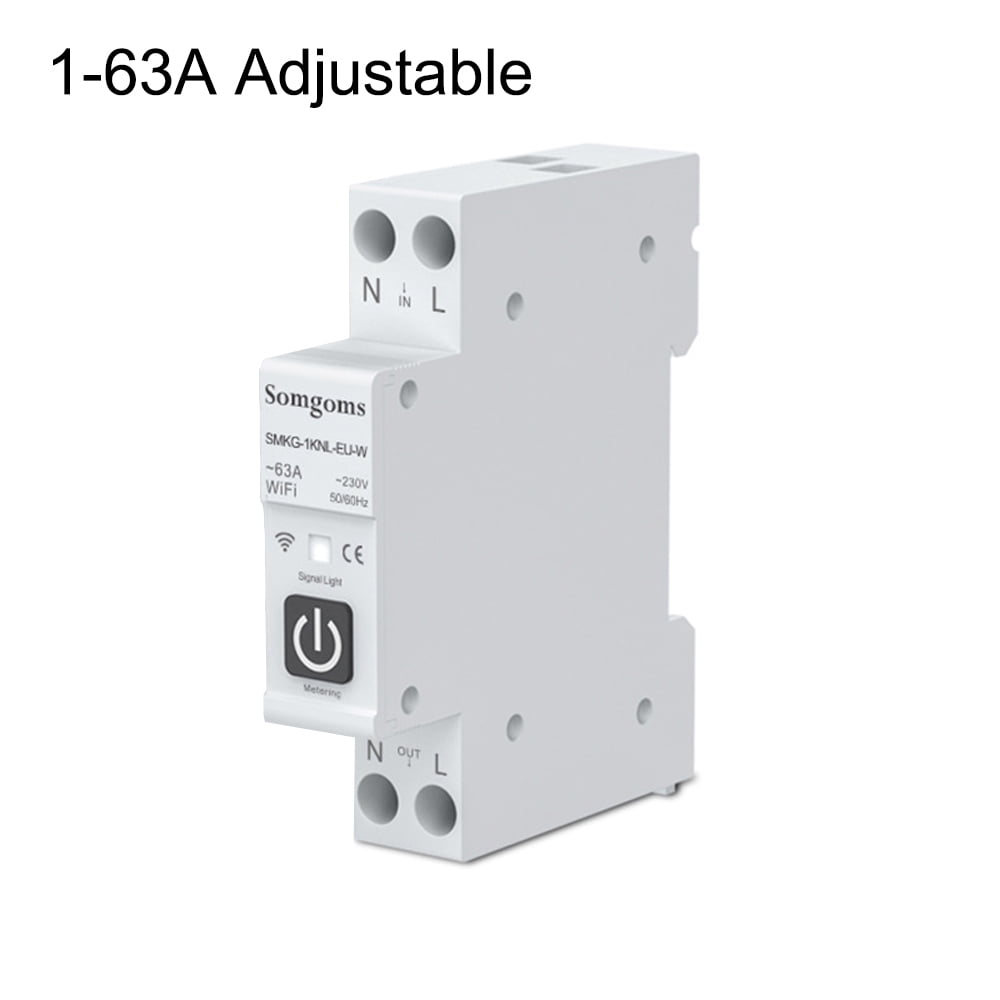 Tuya WIFI Smart Circuit Breaker 1P 10/16/25/32/40/63A DIN Rail Remote Control Timer Switch Work with Smart Life App Alexa Google