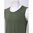 thumbnail image 6 of Manyakai Mens Athletic Ribbed Knitted Tank Sleeveless Training Tops Muscle Bodybuilding Vest U Neck Army Green M, 6 of 7