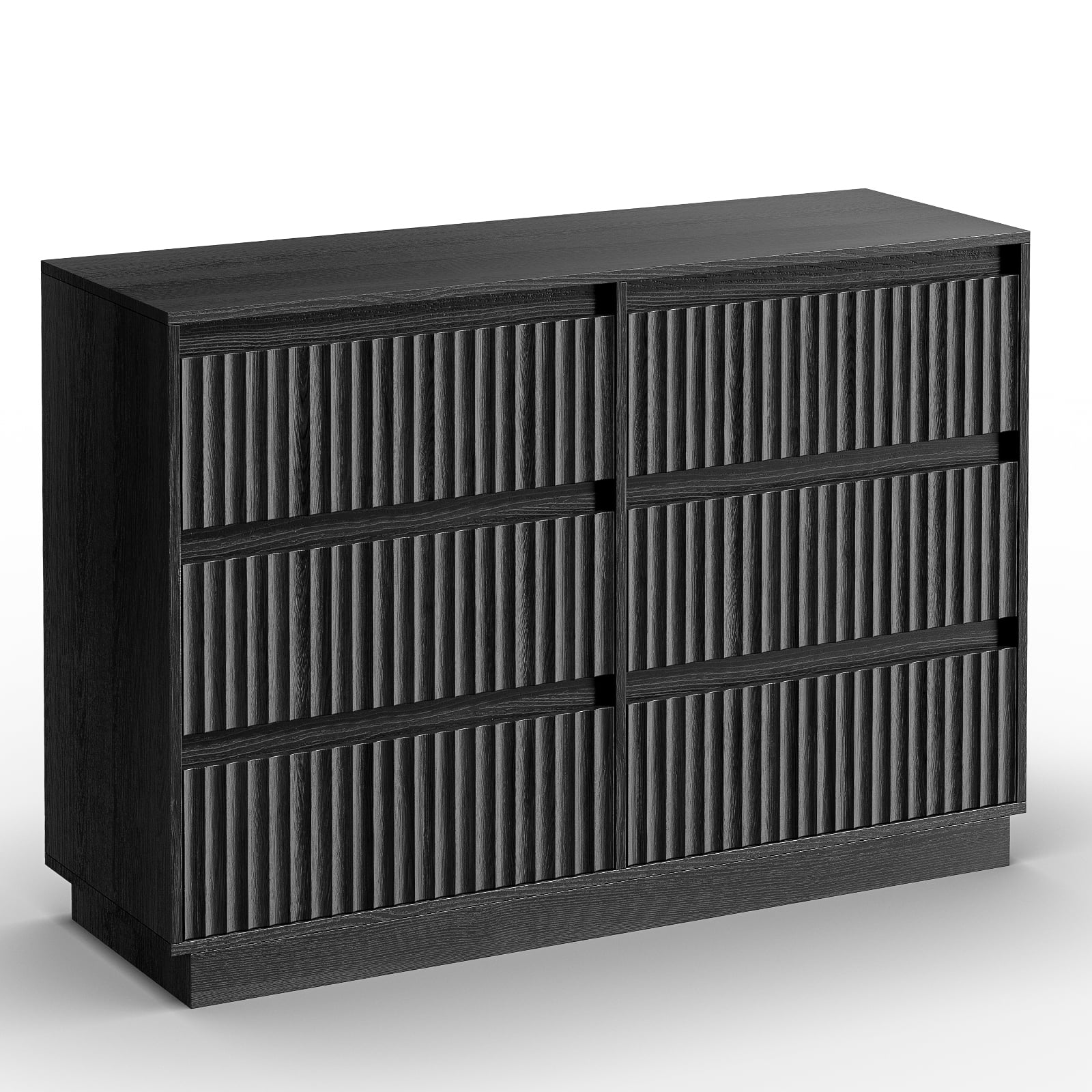 UPGO Wood Dresser, 6 Drawer Dresser for Bedroom, Modern Chest of Drawers with Deep Drawers Waterproof Living Room, Hallway, Entryway,Black