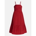 thumbnail image 5 of Time and Tru Women's Sleeveless Eyelet Cotton Midi Dress, Rustic Red, Sizes XS-XXXL, 5 of 5