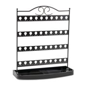 Mango Steam Tabletop Mirror Base Stud Earring Jewelry Organizer, Display Stand, Storage, Gift (Black, Metal)