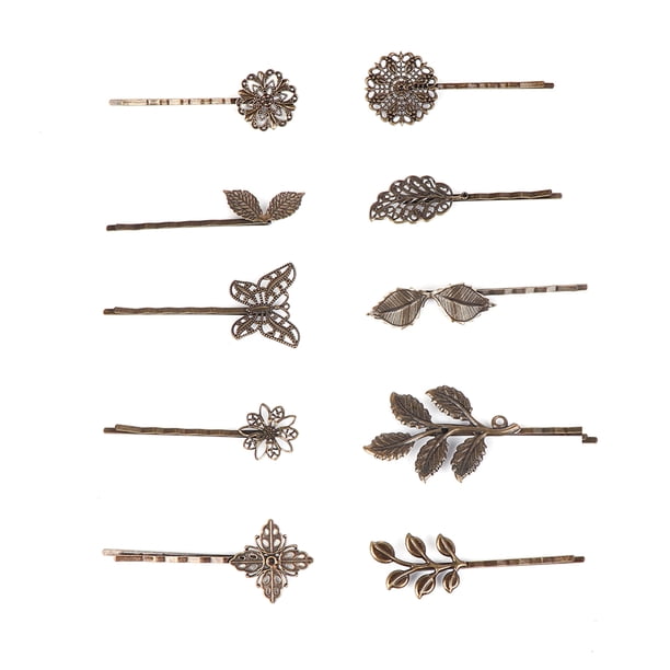 EeaseMX 10 pinzas para el pelo vintage con diseño de hojas y flores, horquillas, pasadores y accesorios para el cabello (diseños variados)