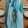 thumbnail image 5 of Teal Floral Marble 70 Inch Table Runner, Modern Abstract Impressionist Art Farmhouse Dresser Scarf Cotton & Linen Tablerunner for Dining/Kitchen Island/Holiday Party Décor 13" x 70", 5 of 9