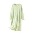 thumbnail image 3 of Aboser Women's Fleece Nightgown Built in Bras Sleepwear Soft V Neck Nightshirts Casual Long Sleeve Loungewear Solid Color Long Sleepdress, 3 of 6